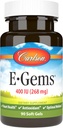 Carlson- E-Gems, 400 IU (268 mg), Heart Health & Optimal Wellness, Antioxidant, 90 Weichgel