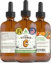 Teinture de vitamine C organique RawGuru - Vitamine C liquide avec minéraux traces - Nano-processé Antioxydant et supplément de soutien immunitaire Teinture - 30 portions de gouttes végétaliennes par 120 ml, boîte de 1