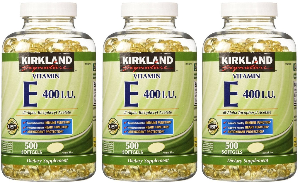 Kirkland Signatur, Vitamin E 400 IU 500 Softgels fvKDn (Pack mit 3)