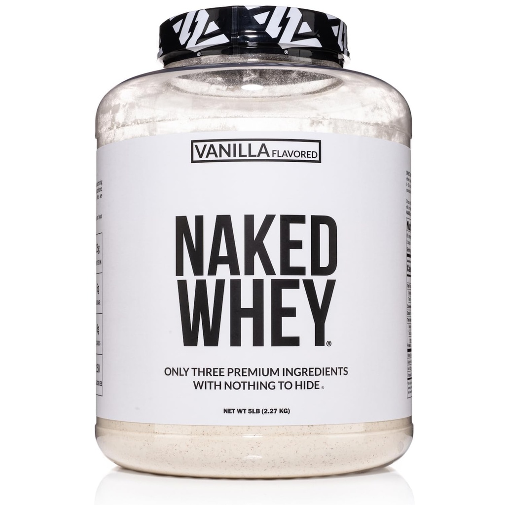 Polvere di proteine del siero di vaniglia NAKED - tutta la polvere di proteine del siero di erba naturale, aroma di vaniglia, zucchero di cocco organico, 5Lb Bulk, senza OGM, senza soia, senza glutine - 61 Serve