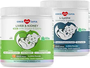 Immunité + soutien du foie et du rein pour les chats - avec chardon de lait, même, L-arginine et curcuma, et racine de dandelion pour la désintoxication.