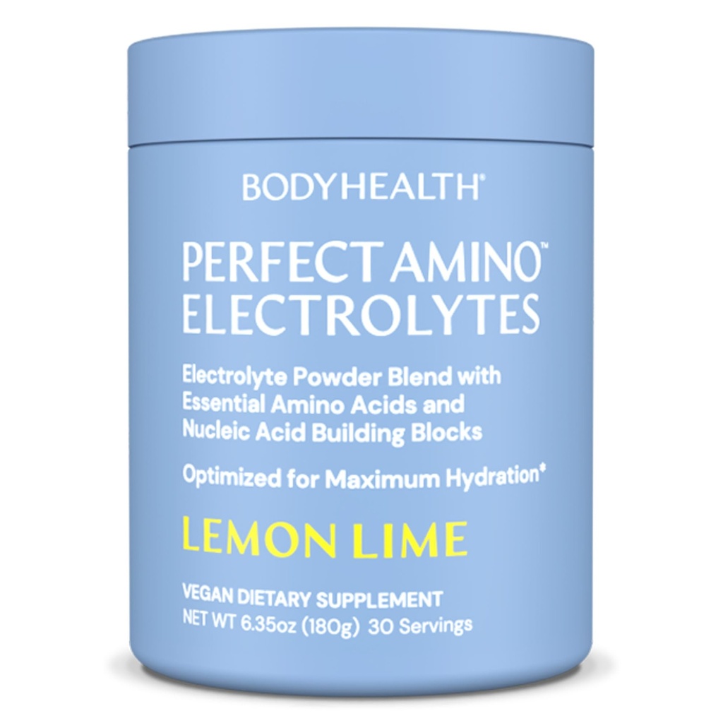 BodyHealth PerfectAmino Elektrolyt Pulver Kein Zucker, Hydration Fasten Keto Zero Zucker Elektrolyte Getränk Mischung mit Trace Minerals - Lemon Lime - 30 Portionen