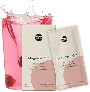 Moon Juice - Magnesi-Om, Berry & Blue Lemon - Sticks (14 Servings) - Support Brain Health, Rest - Magnesium Powder - L-Theanine - Regularity - 100% Traceable - Vegan, Non GMO - 0.14oz