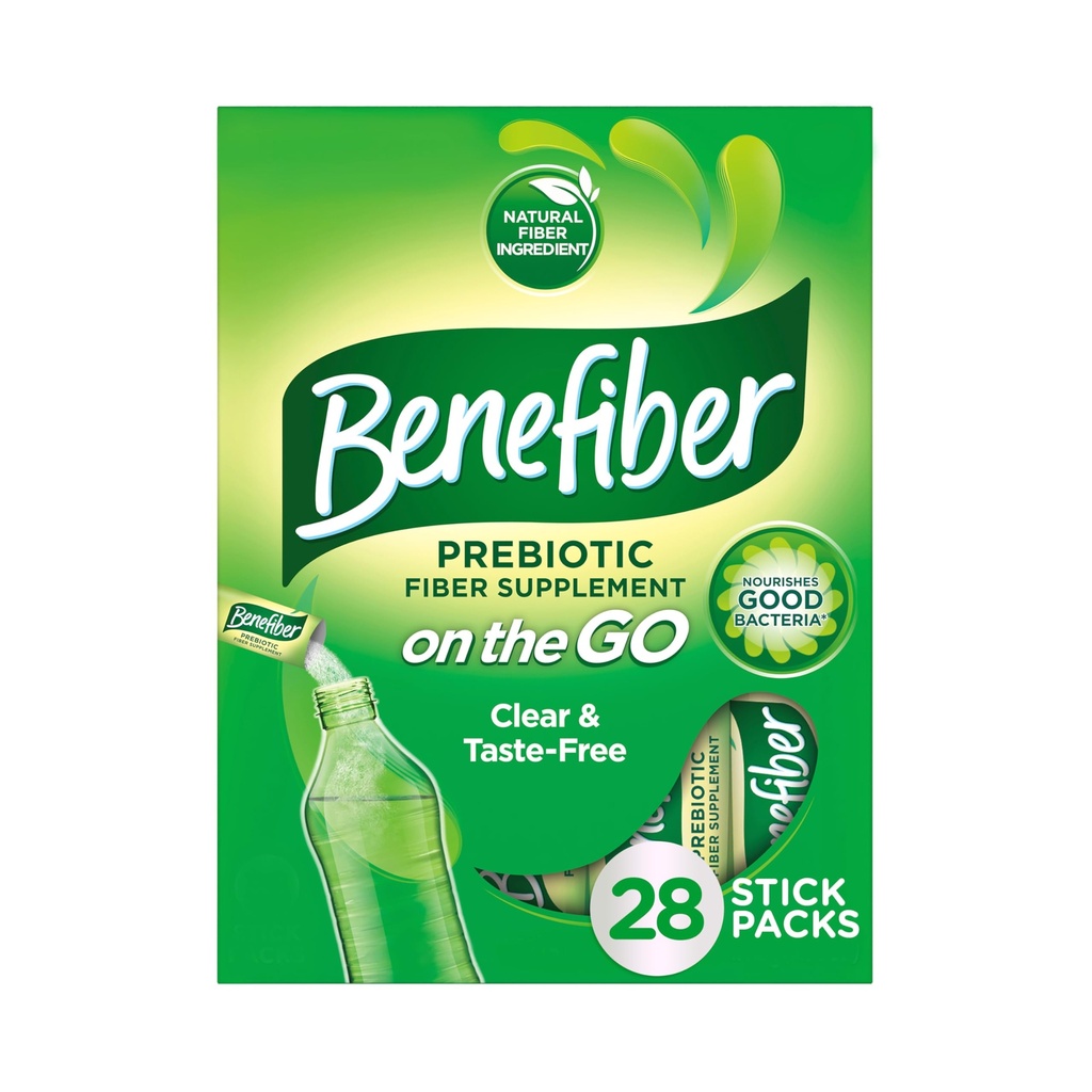 Benefiber On The Go Prebiotic Fiber Supplement Powder for Digestive Health, Daily Fiber Powder, Unflavored Powder Stick Packs - 28 Sticks (3.92 once)
