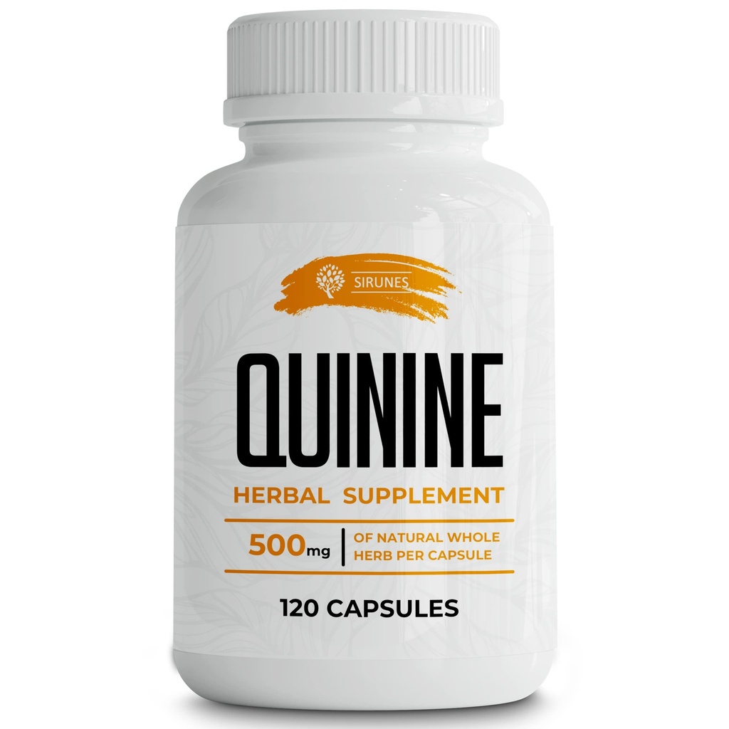 SIRUNES Capsules de quinine de soulagement des crampes – Supplément naturel à l'écorce de Cinchona pour la défense des crampes et la santé digestive – 1000mg de pilules de quinine, 120 comprimés, non-OGM, sans gluten