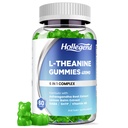 L-Theanine Gummies, l'theanine 400mg avec Ashwagandha, GABA, 5HTP, L-Theanine Supplément à croquer pour la détente, Zzz & Focus Support, Vegan, Lemon Flavor, 60 comtes