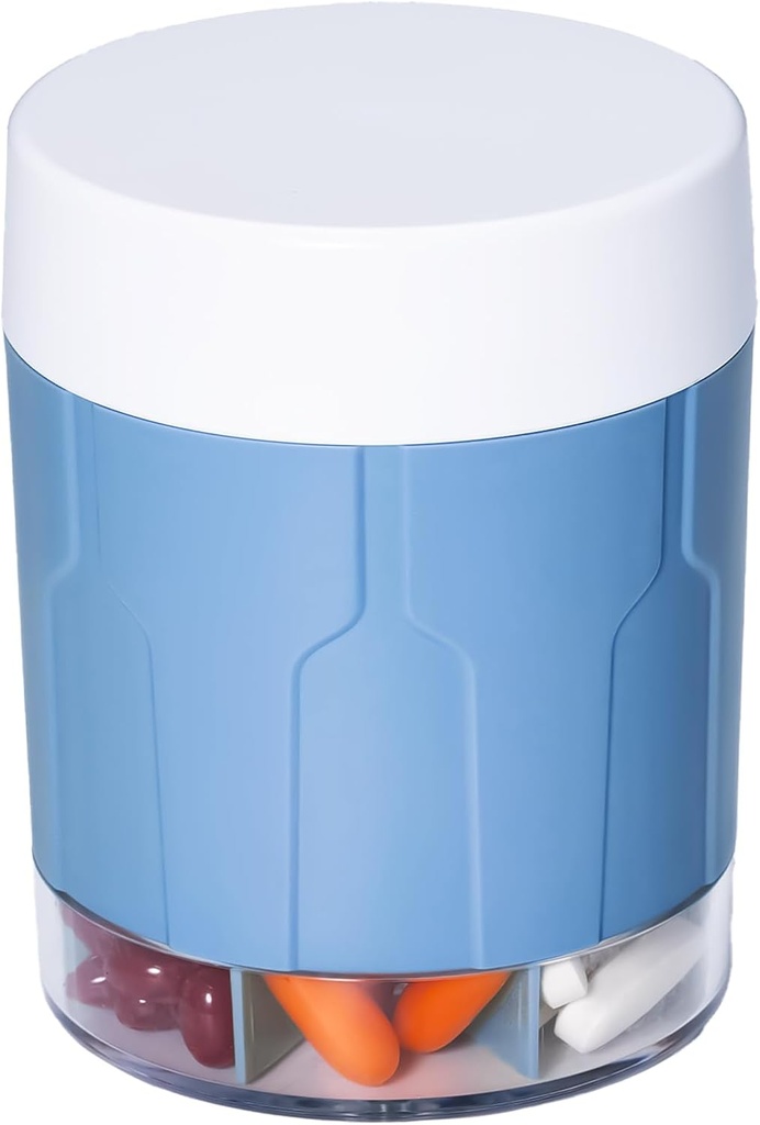 Betife Extra Large Supplement Organizer,Weekly Pill Organizer Bouteille, Daily Pill Dispenser avec 7 grands compartiments, Organisateur pour tenir 7 jours de médicaments à base de vitamines,21 étiquettes et une brosse de nettoyage (bleu)