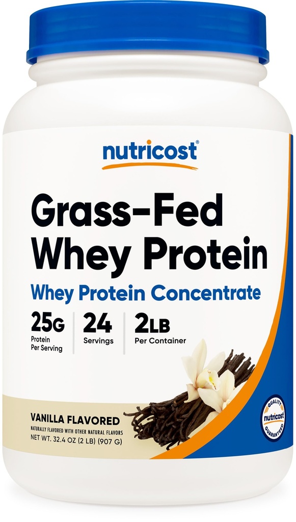 Nutricost-Gras-gefüttertes Molkenproteinkonzentrat (Vanille) 2LBS - unvergällt, nicht gentechnisch verändert, glutenfrei