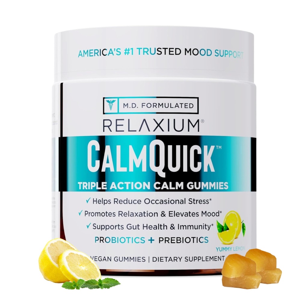Relaxium Calm Gummy, Sviluppato negli Stati Uniti, con vitamina B6, Magnesio e L-teanina, Una pancia per porzione, 60 Gummies