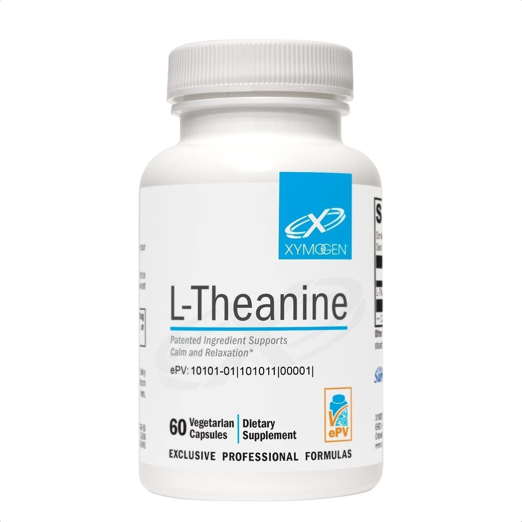 XYMOGEN L-Theanine - Breveté Suntheanine L theanine 400mg par portion - Supplément acide amino pour soutenir calme + relaxation sans somnolence, santé du foie (60 capsules)