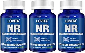 Lovita NR (Nicotinamid Riboside) 350 mg, NAD Ergänzung mit Trans-Resveratrol und Betaine, fördern NAD Plus Levels, Gesundes Altern, 30 Vegan Enteric-Coated Capsules