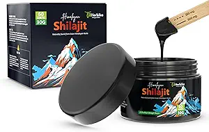 Pure Himalayan Shilajit Resin - 300 mg Hohe Potenz für Männer & Frauen | 75% + Fulvic Säure | 85+ Trace Minerals | 60 Servierungen für Immununterstützung & Energie Boost.
