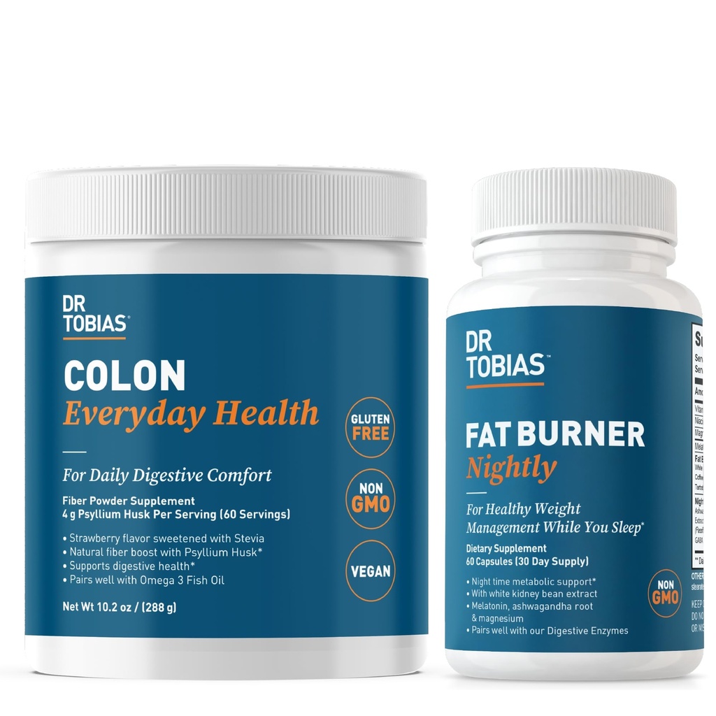 Dr. Tobias Colon Everyday Salute e Fat Burner Nightly, Daily Digestive & Night Time Metabolic Support, Curb Cravings, Boost Energy & Gut Health, Non-OGM