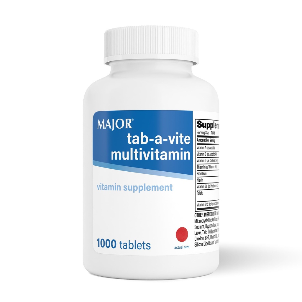 MAJOR Tab-A-Vite Multivitamin Tablets - Multivitamina senza glutine per adulti, Supporti Salute complessiva, Supplemento multiminerale, 1000 Conte
