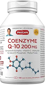 ANDREW LESSMAN Coenzyme Q-10 100 mg 180 capsule - Essenziale per la produzione di energia e la funzione organo chiave ottimale, supporto antiossidante, esaurito da invecchiare, Plus B-Complex. Capsule facili da ingoiare