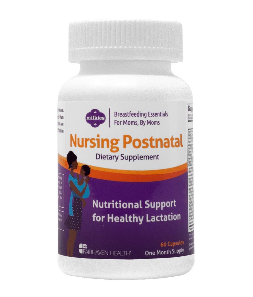 Milkies Fairhaven Santé Soins infirmiers Supplément végétarien postnatal pour les femmes allaitantes avec vitamine D et B, lait maternel nutritif multivitamine - sans gluten et sans lait - 1 mois d'approvisionnement