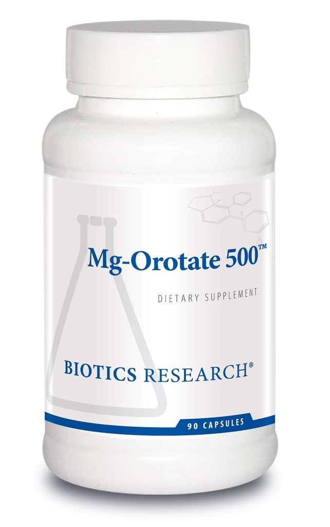 Recherche en biotique Mg Orotate 500mgTM Orotate de magnésium - 2 capsules par portion (1000mg) - Soutien cardiovasculaire Santé cardiaque, relaxation globale, améliore le sommeil et la relaxation musculaire - 90 capsules