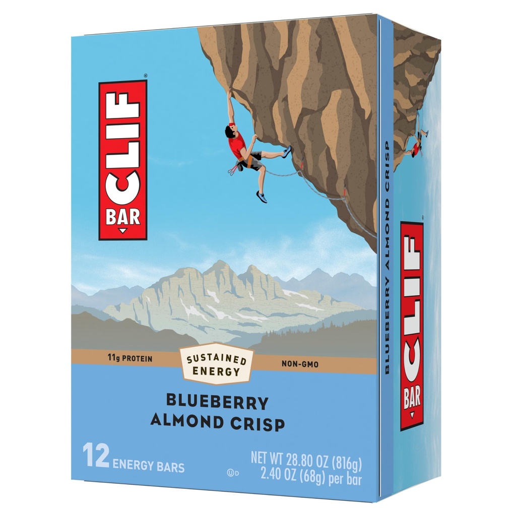 CLIF BAR - Blueberry Almond Crisp - Realizzato con avena biologica - Non OGM - Plant Based - Energy Bars - 2.4 oz. (12 Pack)