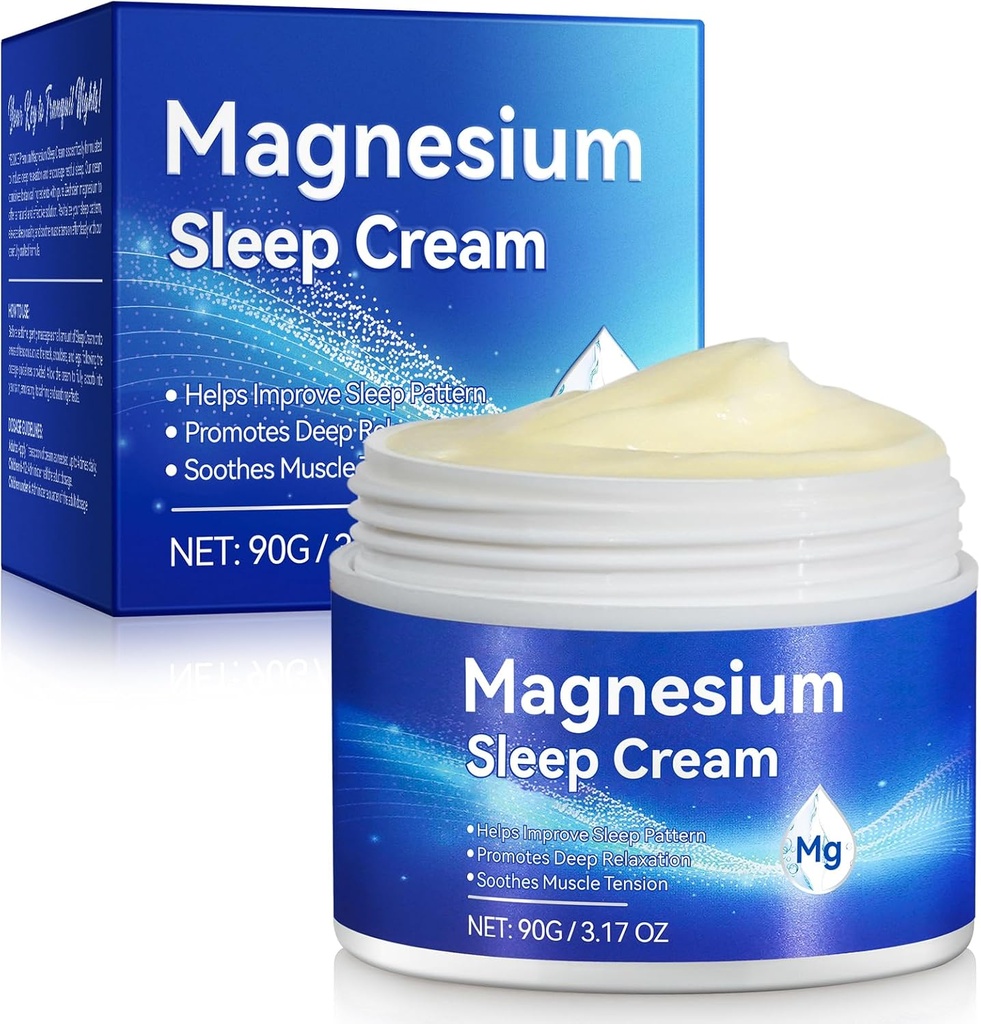 Magnesium Ölcreme für Schlaf,Magnesium Body Butter - Unterstützung für Schlaf, Leg Cramps, Gelenkunterstützung, & Muskel Soreness-Fast Absorption-Nighttime Magnesium Cream 3 fl oz
