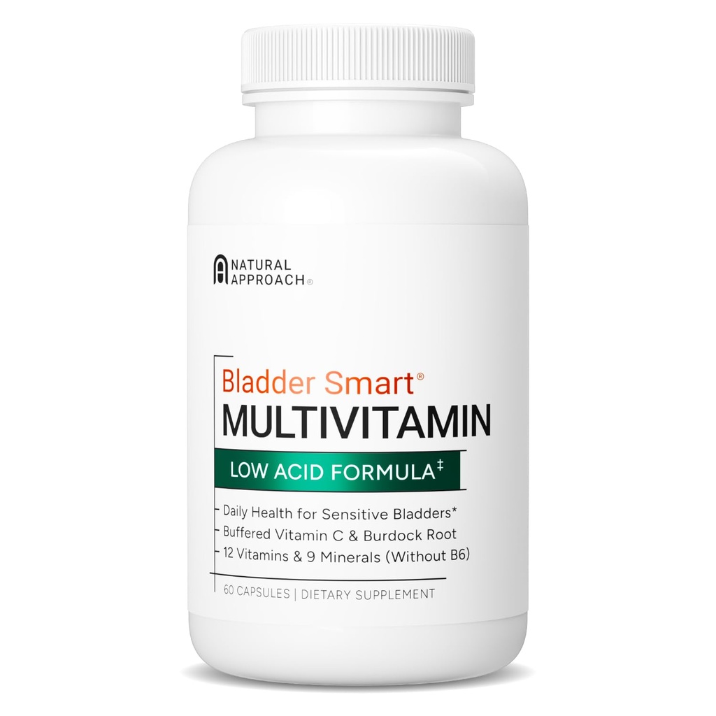 Low-Acid Multivitamin für empfindliche Blasen | 12 Vitamine & 9 Mineralien | Gepuffertes Vitamin C & Burdock Root | USA Hergestellt | 60 Kapseln