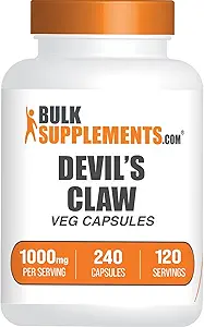 BulkSupplements.com Capsules d'extrait de griffe de diable - Supplément de griffe de diable, Capsules de griffe de diable - Sans végétalien et sans gluten, 2 Capsules par portion, 240 Capsules de légumes (paquet de 1)