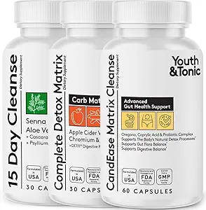 Gioventù & Tonic CandEase Matrix e Detox completo Matrix e 15 giorni Colon Cleanse Bundle 3 Pack
