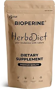 Polvere di bioperina di Herbadiet | Piperina di estratto di pepe nero 95% da HPLC | Miglioratore di biodisponibilità, aumenta l'assorbimento dei nutrienti | Gluten Free, supplemento di Bulk non OGM (14 grammi / 0,5 oz)