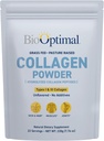 Poudre de Peptides de Collagène BioOptimal - Supplément de protéines hydrolysées alimentées à l'herbe et aux pâturages pour la peau, les cheveux et les ongles - Non-OGM, Supplément quotidien de sucre zéro pour les hommes et les femmes (22 portions)