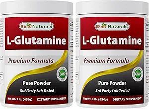 Best Naturals L-Glutamine Polvere pura 1 LB (1 LB (Pack of 2))