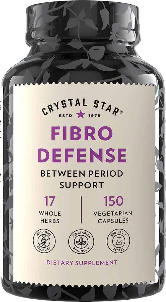 Crystal Star Fibro Defense, 150 capsule - Salute del seno e dell'utero tra periodi - Natural Herbal Supplement Caps for Women - Vegetariano, Non OGM