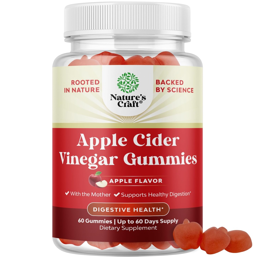 Apple Cider Essiggummis für Weight Loss - Cleanse & Detox Gummis für Gut Health, Bloating & Energy Support - ACV Kauen mit B12 Vitamin, B6 & Granatapfel für bessere Stoffwechsel - 60 Zähler