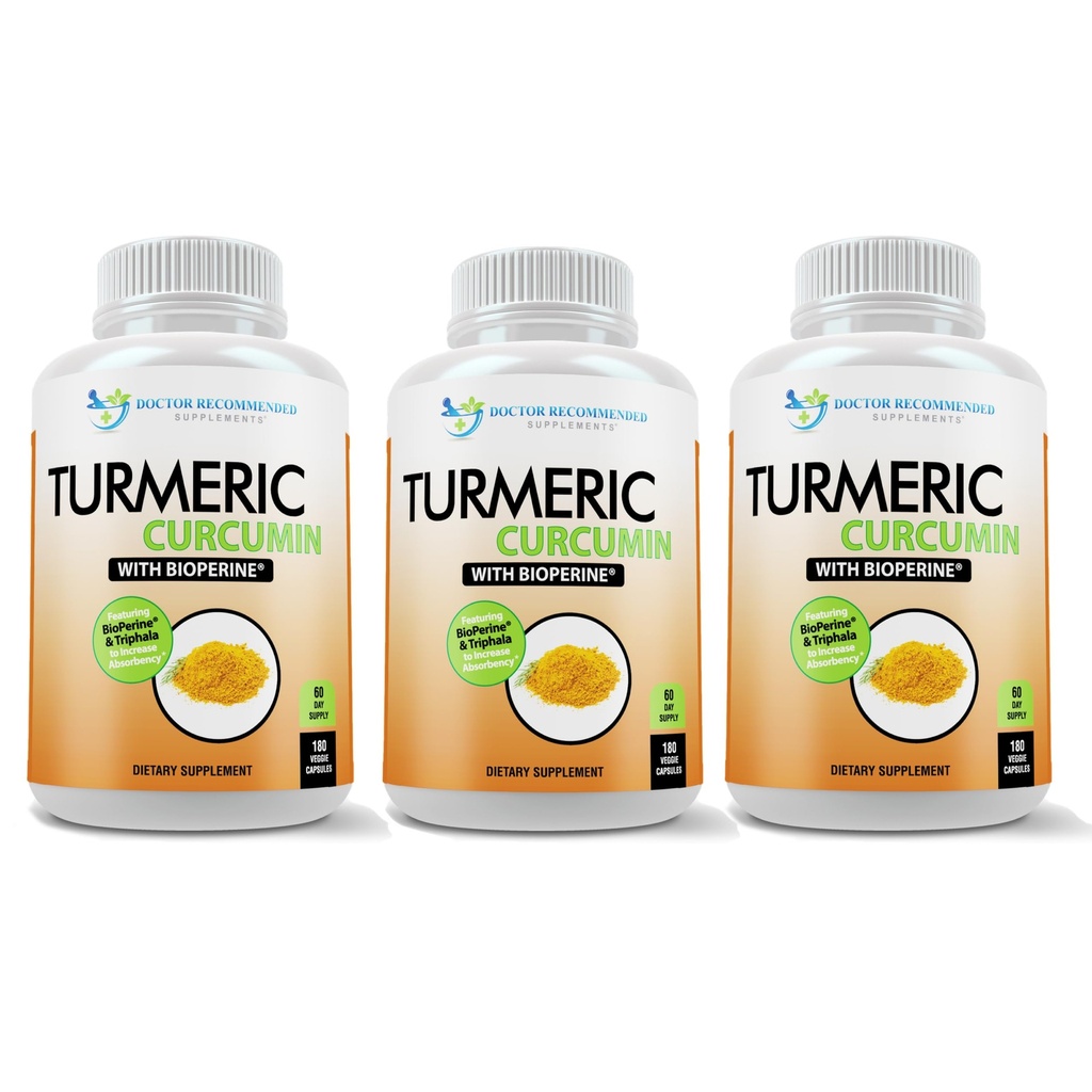 Kurkumenische Curcumin Ergänzung - 2250mg/d - Veggie Caps - 95% Curcuminoide mit Schwarzer Pfefferextrakt (Bioperine) - 750mg Kapseln - 100% Organisch - Leistungsstarke Kurkuma (Pack von 3)