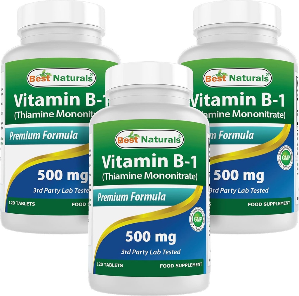 Meilleurs naturels vitamine B1 comme mononitrate de thiamine 500 mg 120 comprimés (120 Nombre (paquet de 3))