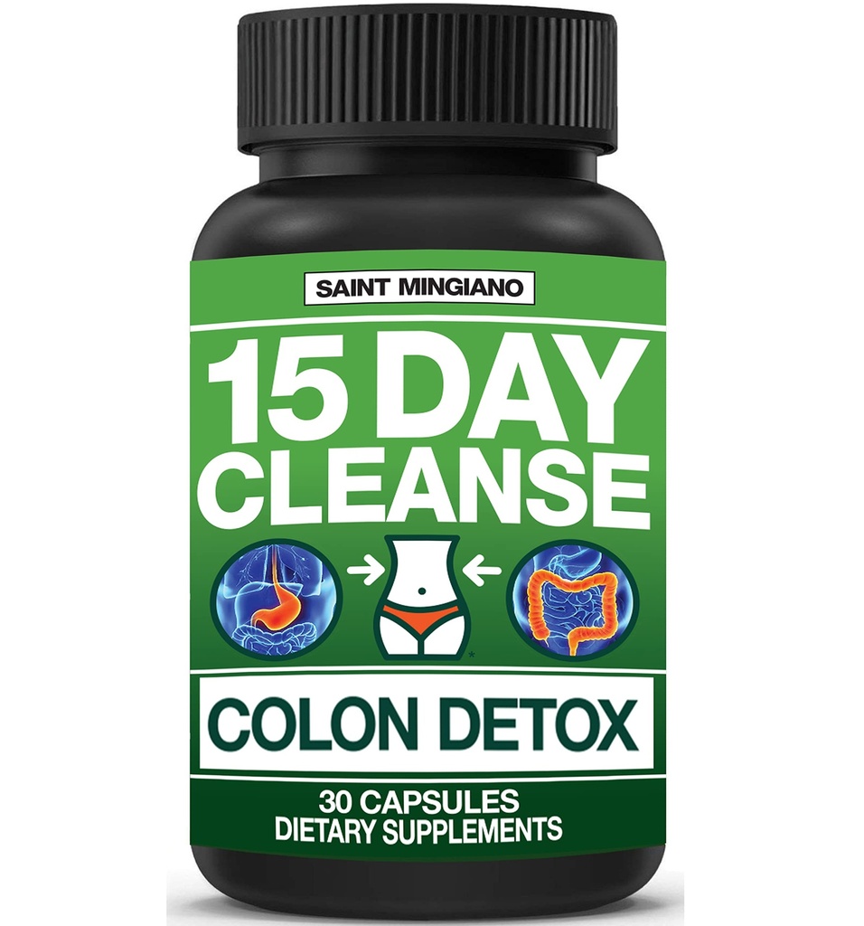 15 jours de nettoyage de Colon Detox avec laxatif naturel pour Constipation et Bloating. 30 pilules pour détoxifier et stimuler l'énergie.
