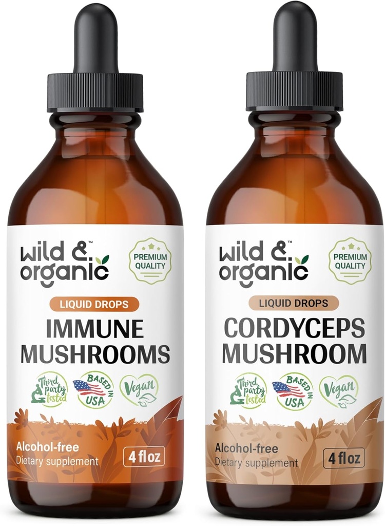 Wilde & Organische immune Pilze Tinktur 4 fl oz & Cordyceps Tinktur 4 fl oz