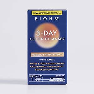 BIOHM 3 giorni Pulire Detox con Probiotici & Estratti di erbe (6 Capsule, 3 Serve) Supporta costipazione, Bloating Relief & Immune Health, Gut Cleanse per uomini e donne, Non-GMO & Gluten-Free