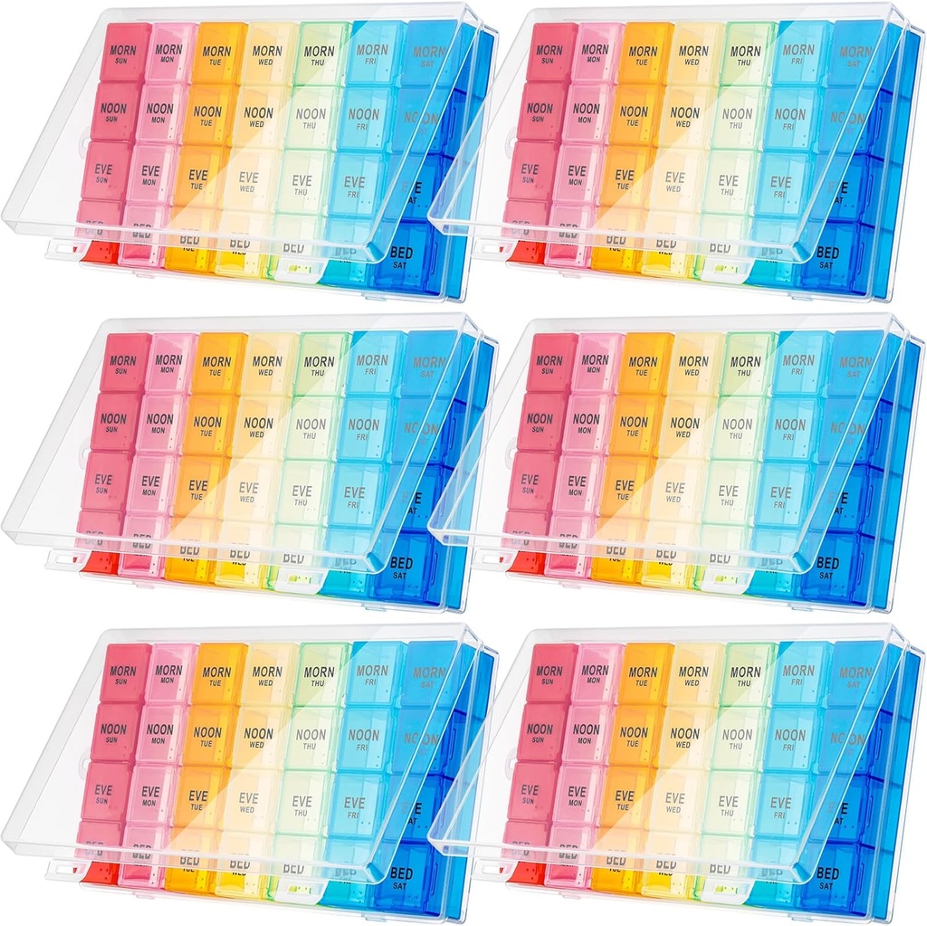 Hsei 6 Pack Wöchentliche Pille Organizer Box 4 Mal am Tag 7 Tag wasserdicht Pille Fall Big Medication Box Reisen Tagesbehälter für Vitamine Fischöl Ergänzungen