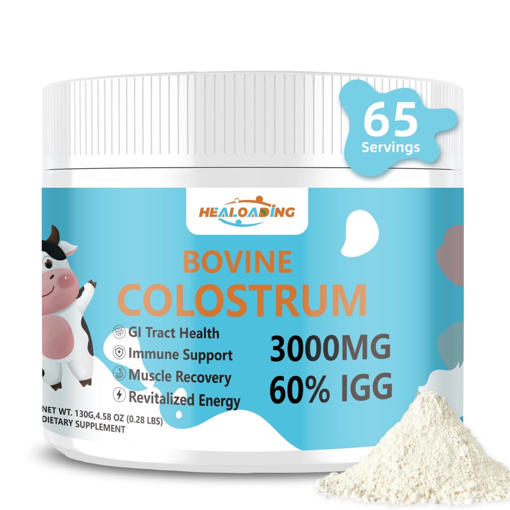 Bovine Colostrum Supplement Powder: Pure Whole Bovine Colostrum Rich in Immunoglobuline e Nutrienti per Supporto Immune e Salute Gut, Facile da miscelare in acqua o Smoothies