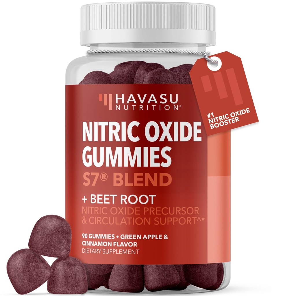 Nitric Oxide Gummis für Männer und Frauen mit L-Arginin und Beet Root - NO Gummis for Endurance and Recovery - 90 Count - Green Apple und Cinnamon Flavor - Vegan, Non-GMO, 1 Monat Versorgung