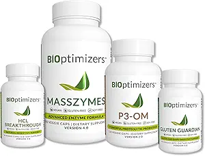 BiOptimizers - Essential Digestive Enzymes Bundle - P3-OM - Gluten Guardian - MassZymes - HCL Breakthrough - Doctor-Formulated (550 capsule)
