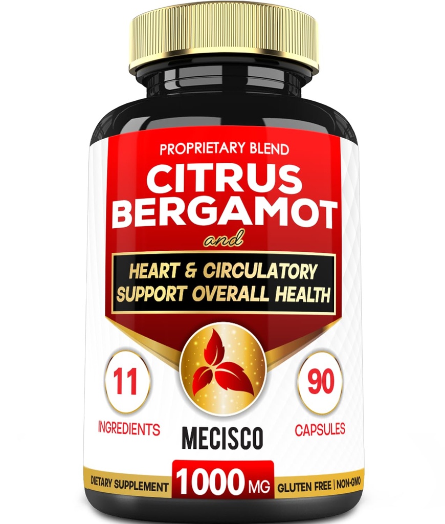11 in 1 Citrus Bergamot Supplemento 1000mg con Mirtillo Nero, Berberina HCl & More - 90 capsule - Supporta la salute del cuore, Sistema immunitario, Produzione di energia