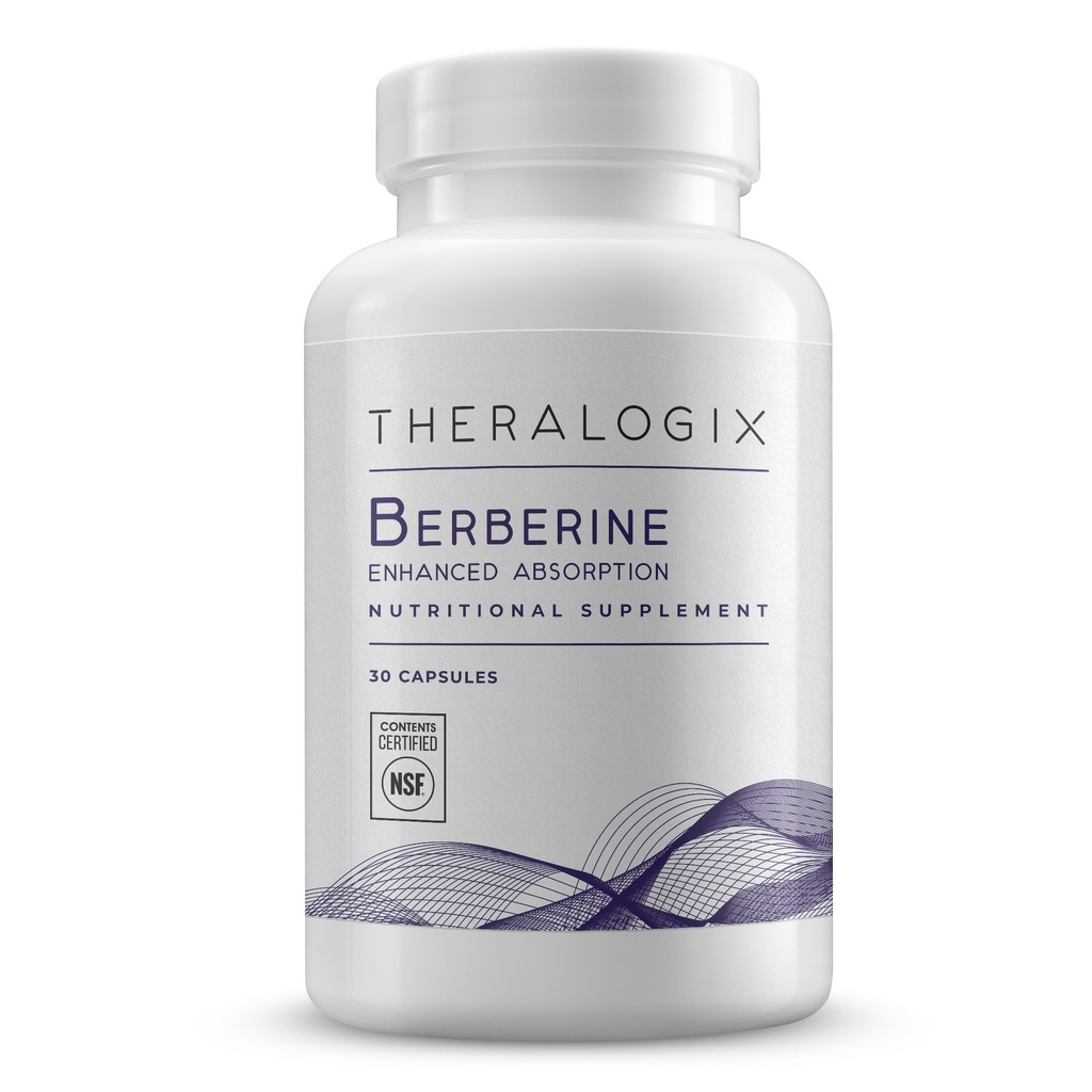 Theralogix Berberine Absorption améliorée - 30 jours d'approvisionnement - Fabriqué avec du phytosome berbérique pour soutenir le métabolisme sain et l'équilibre hormonal* - Certifié NSF - 30 capsules