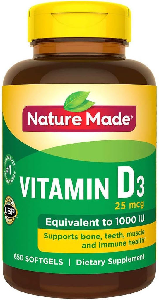 Natur Made Vitamin D3 25 mcg., 650 Softgels