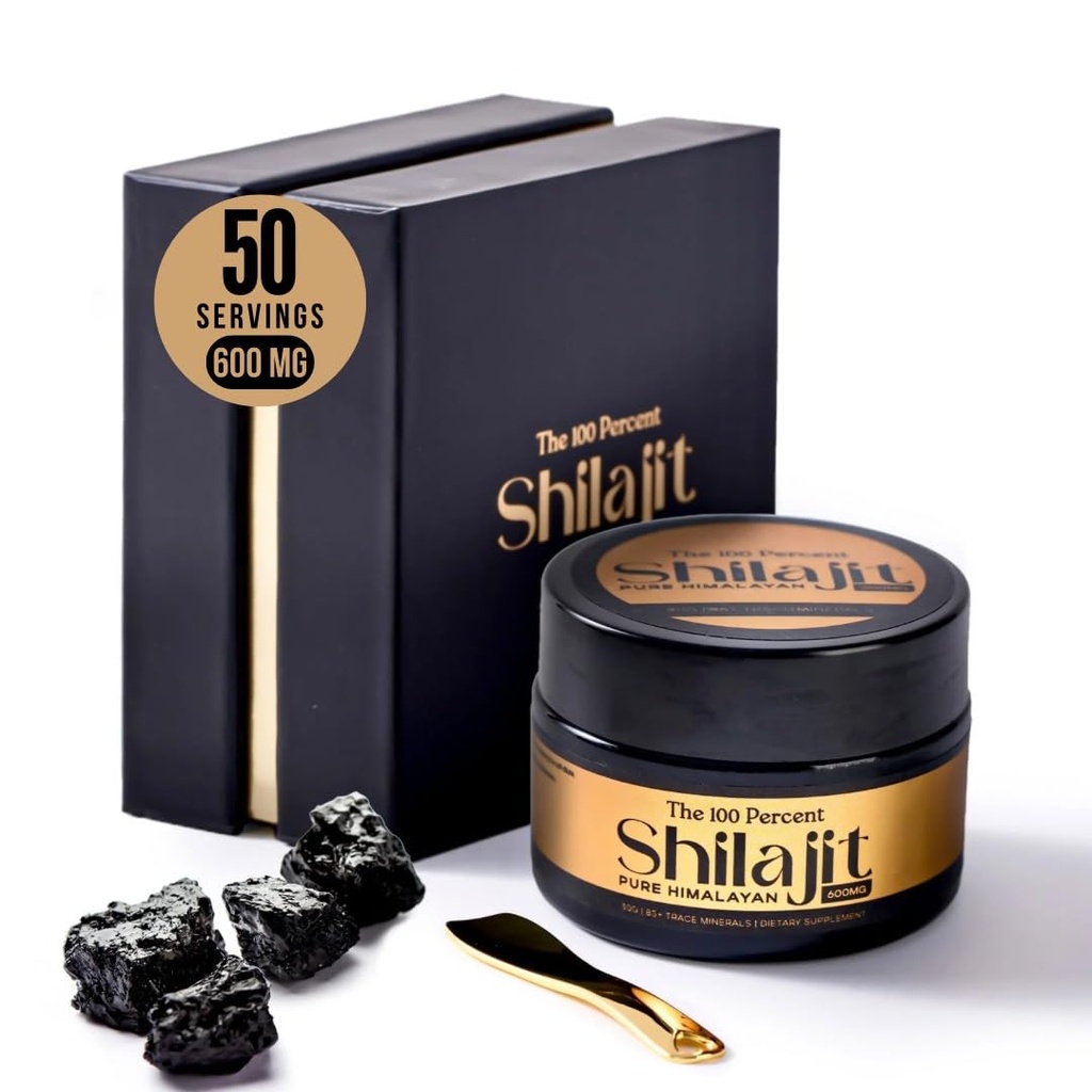 Pure Himalayan Shilajit für Männer und Frauen 600mg, 50 Servierungen - Gold Grade, Lab Test Included, Maximum Potency Fulvic Acid mit 85+ Trace Minerals Ausgewählt aus höchster Höhe