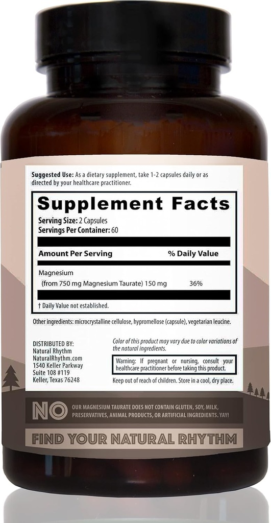 Rythme naturel Magnésium Taurat 120 Capsules + B-CALMplex 90 Capsules Bundle
