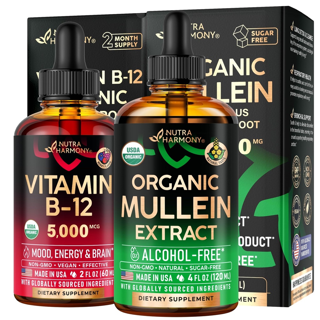 NUTRAHARMONY Bio Mullein Tropfen & Vitamin B12 Tropfen