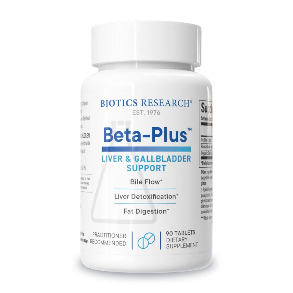 Biotics Research Beta-PlusTM Nutritional Ox Bile Salts Supplemento enzimi digestivi per la produzione di bile per nessun Gallbladder-Supports Funzione di fegato, Aids Fat Digestion, forniture Betaine 90 Tabs