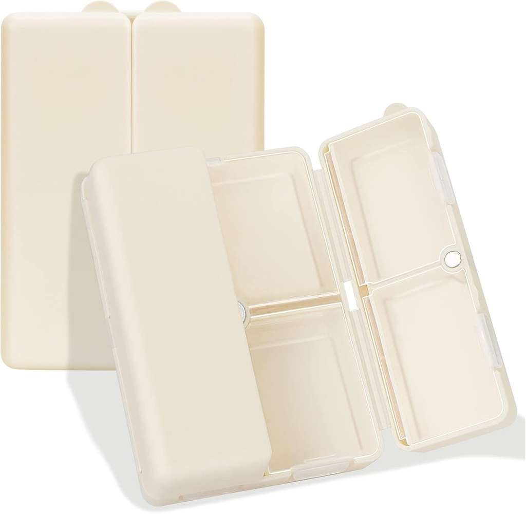 FYY Daily Pill Organizer, 7 compartiments Cas portable [conception pliante] Pill Box de voyage pour la poche de Purse pour tenir les vitamines, huile de foie de morue, suppléments et médicaments-blanc