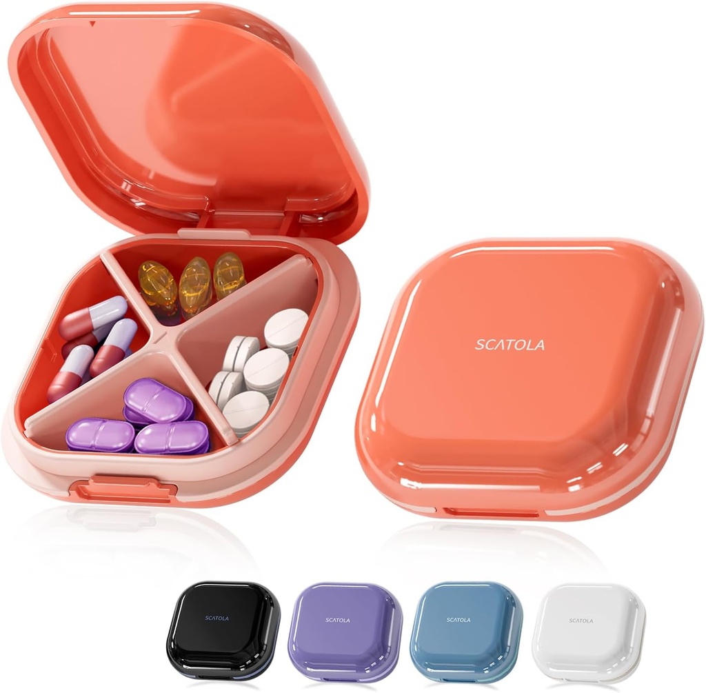Petite Pill Case, Pill Box, Conteneur de Pill de Voyage, Portable, Pocket Pill Case pour Purse, Mini Pill Organisateur pour la Médecine, Mignon 5 Couleurs (Rouge)