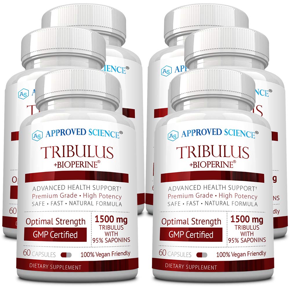 Science approuvée Tribulus Terrestris - 360 capsules - Booste la testostérone, améliore la performance athlétique, soutient la croissance musculaire et la réparation - 95% Furostanol Saponines - Bioperine - Vegan - 6 bouteilles